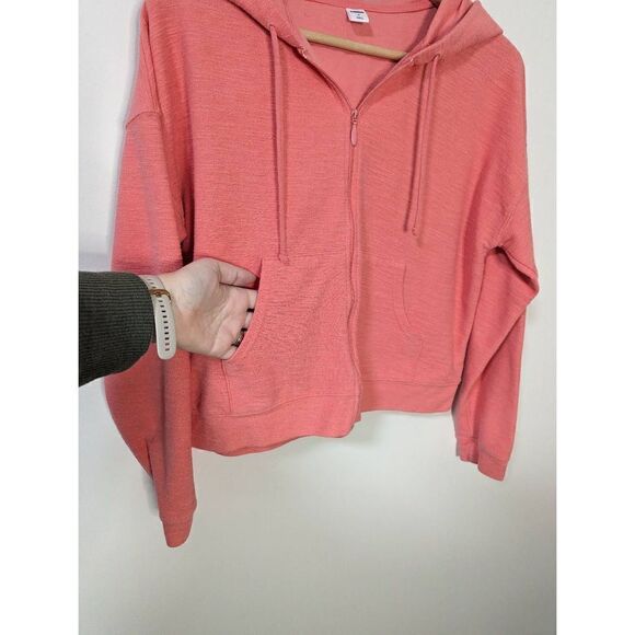Old Navy Coral Full Zip Cotton Blend Hooded Sweatshirt - Size M - Picture 4 of 6